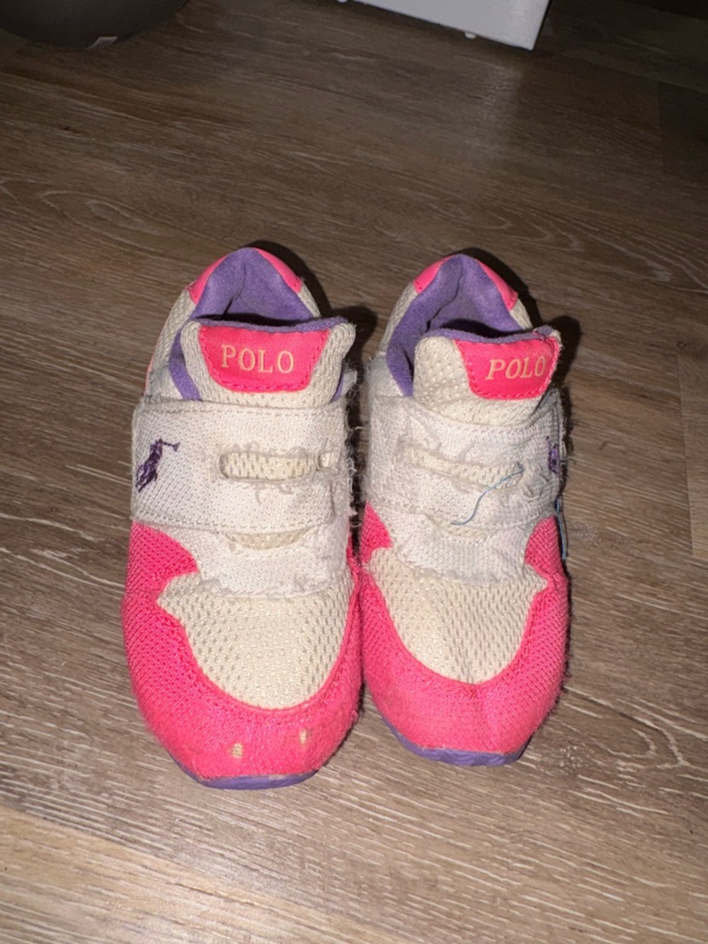 Polo by Ralph Lauren Kids Pink & Cream Sneakers with Purple Accents